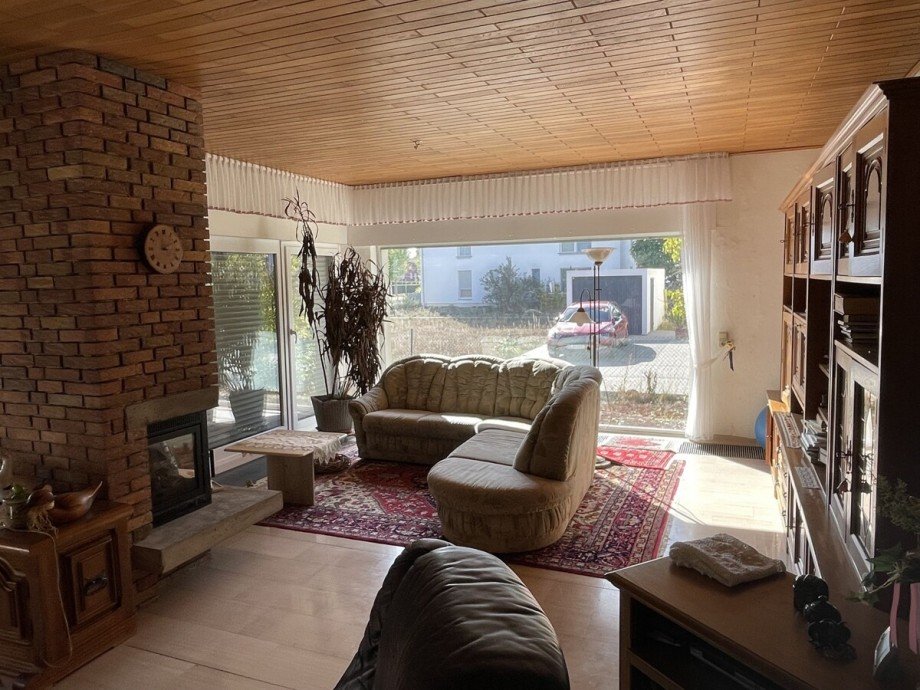 Wohnzimmer mit Kamin Bungalow Gimbsheim