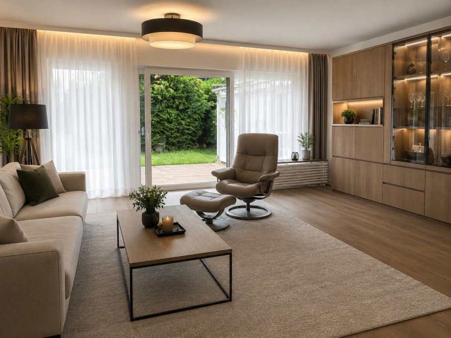 Wohnzimmer neu (KI generiert) Reihenendhaus Wiesbaden
