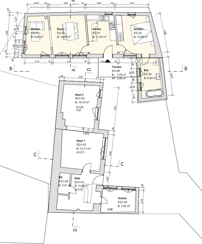 Grundriss EG Zweifamilienhaus Guntersblum