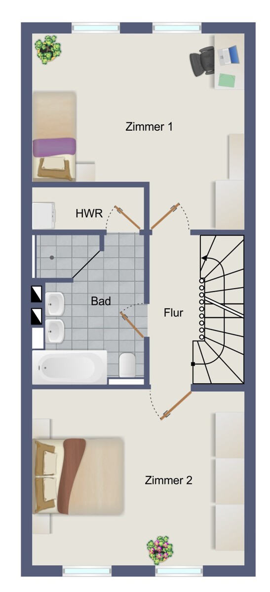 Obergeschoss Reihenmittelhaus Fl�rsheim