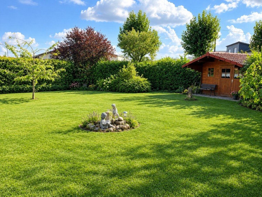 Sonniger Garten KI-modified Bungalow Gimbsheim