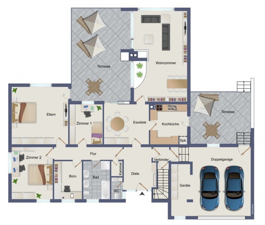 Grundriss Erdgeschoss Bungalow Gimbsheim
