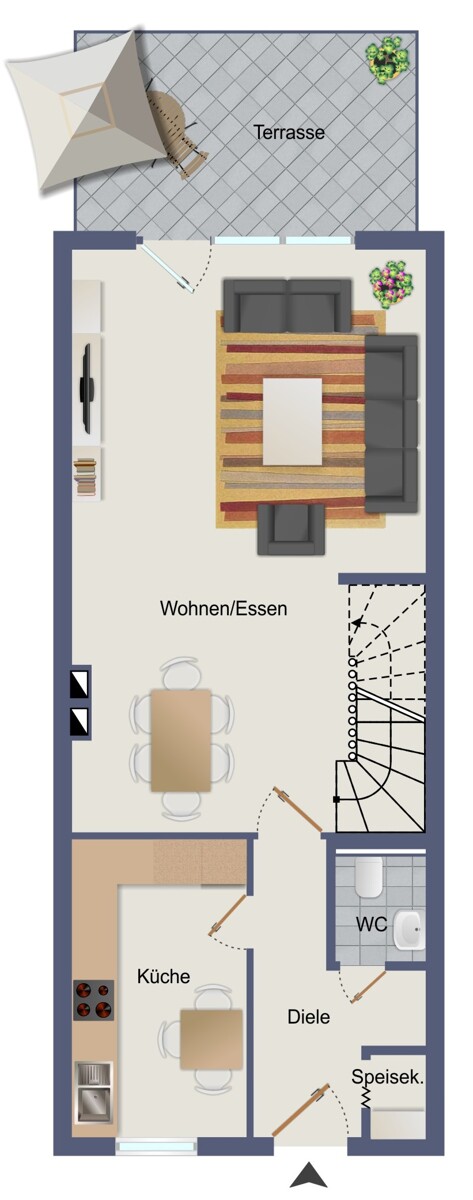 Erdgeschoss Reihenmittelhaus Fl�rsheim